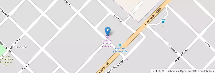 Mapa de ubicacion de Mercado Central Cañuelas en 阿根廷, 布宜诺斯艾利斯省, Partido De Cañuelas, Cañuelas.