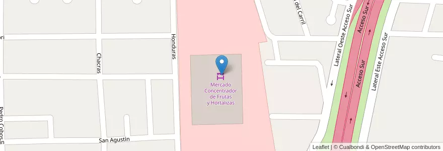 Mapa de ubicacion de Mercado Concentrador de Frutas y Hortalizas en Argentine, San Juan, Chili, Rawson.