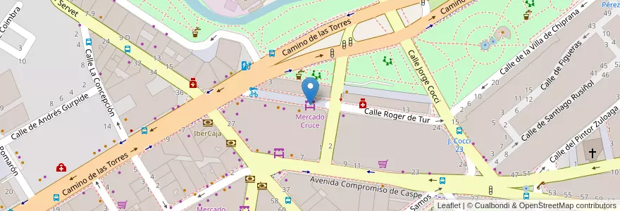Mapa de ubicacion de Mercado Cruce en Spain, Aragon, Zaragoza, Zaragoza, Zaragoza.