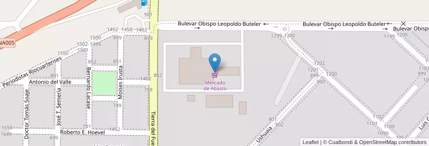 Mapa de ubicacion de Mercado de Abasto en Argentinien, Provinz Córdoba, Departamento Río Cuarto, Pedanía Río Cuarto, Municipio De Río Cuarto, Río Cuarto.