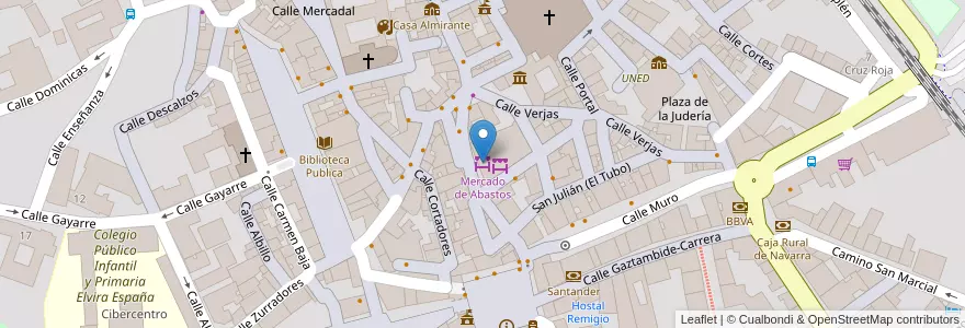 Mapa de ubicacion de Mercado de Abastos en Espanha, Navarra, Navarra, Tudela.