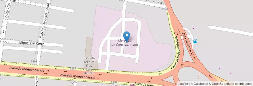 Mapa de ubicacion de Mercado de Concentracion en アルゼンチン, コリエンテス州, Departamento Capital, Corrientes, Corrientes.
