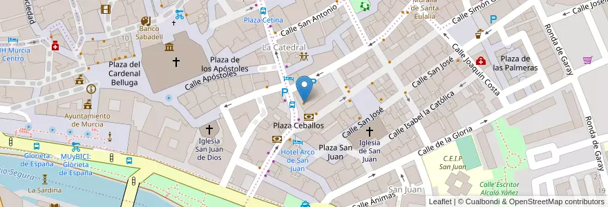 Mapa de ubicacion de Mercado de Correos en Spanje, Murcia, Murcia, Área Metropolitana De Murcia, Murcia.