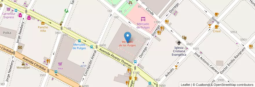 Mapa de ubicacion de Mercado de las Pulgas, Colegiales en Argentina, Autonomous City Of Buenos Aires, Autonomous City Of Buenos Aires, Comuna 13.