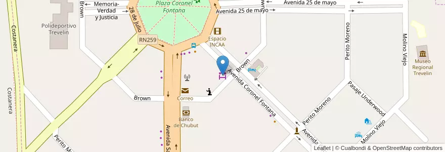 Mapa de ubicacion de Mercado de Pulgas en Arjantin, Şili, Chubut, Departamento Futaleufú, Trevelin.