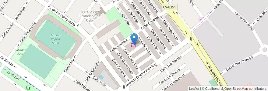 Mapa de ubicacion de Mercado de San Francisco de Sales en スペイン, バレンシア州, Alacant / Alicante, El Vinalopó Mitjà / El Vinalopó Medio, Elda.