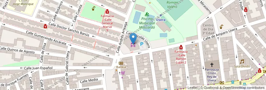 Mapa de ubicacion de Mercado de Usera en Spain, Community Of Madrid, Community Of Madrid, Área Metropolitana De Madrid Y Corredor Del Henares, Madrid.