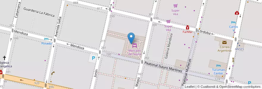 Mapa de ubicacion de Mercado del Norte en Аргентина, Тукуман, San Miguel De Tucumán, Departamento Capital, San Miguel De Tucumán.
