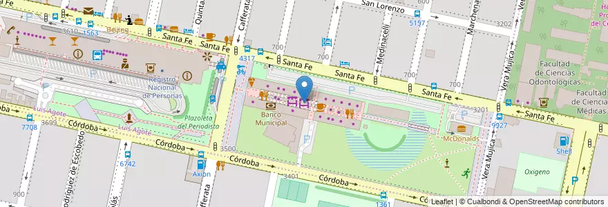 Mapa de ubicacion de Mercado del Patio en 阿根廷, Santa Fe, Departamento Rosario, Municipio De Rosario, 罗萨里奥.