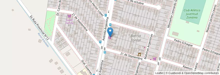 Mapa de ubicacion de Mercado Fernandez en アルゼンチン, サンフアン州, チリ, Zonda.