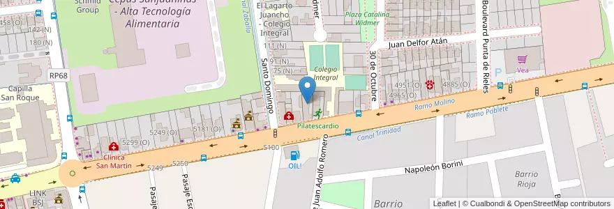 Mapa de ubicacion de Mercado Leo Integral en Arjantin, San Juan, Şili, Rivadavia.