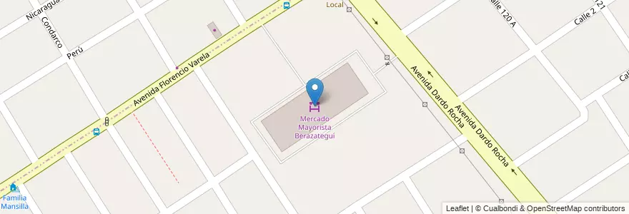 Mapa de ubicacion de Mercado Mayorista Berazateguí en アルゼンチン, ブエノスアイレス州, Partido De Berazategui, Berazategui.