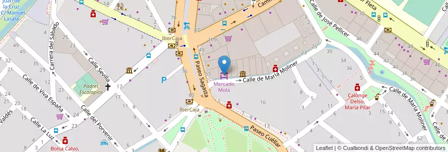 Mapa de ubicacion de Mercado Mola en 스페인, Aragón, 사라고사, Zaragoza, 사라고사.