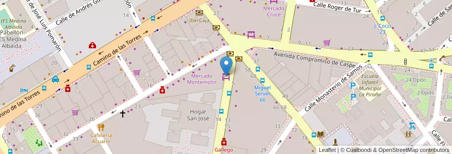 Mapa de ubicacion de Mercado Montemolin en スペイン, アラゴン州, サラゴサ, Zaragoza, サラゴサ.