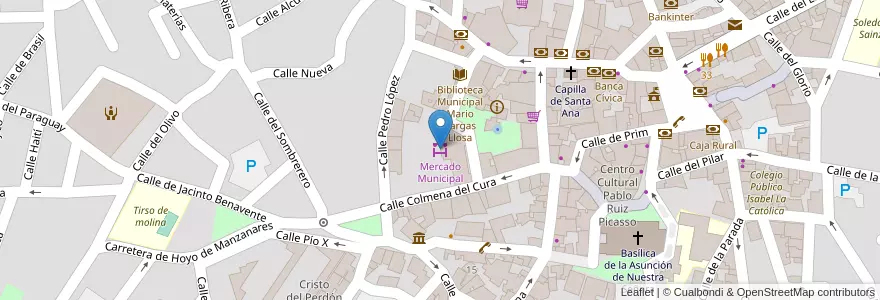 Mapa de ubicacion de Mercado Municipal en 西班牙, Comunidad De Madrid, Comunidad De Madrid, Cuenca Alta Del Manzanares, Colmenar Viejo.