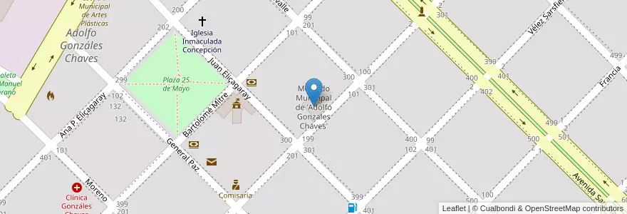 Mapa de ubicacion de Mercado Municipal de 'Adolfo Gonzales Chaves' en 阿根廷, 布宜诺斯艾利斯省, Partido De Adolfo Gonzales Chaves, Adolfo Gonzáles Chaves.