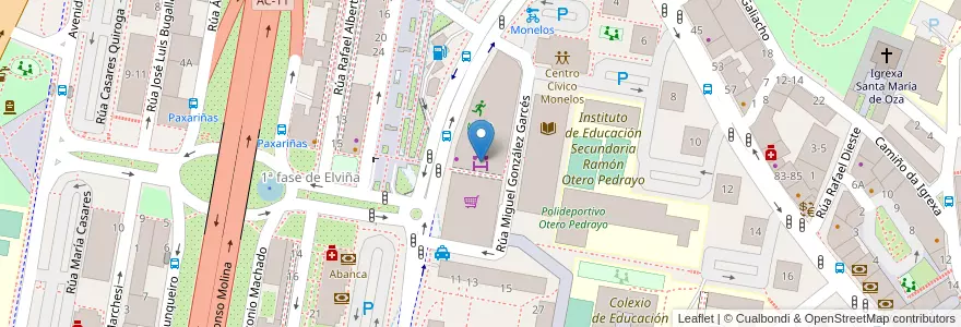 Mapa de ubicacion de Mercado municipal de Elviña en Spagna, Galizia, A Coruña, A Coruña, A Coruña.