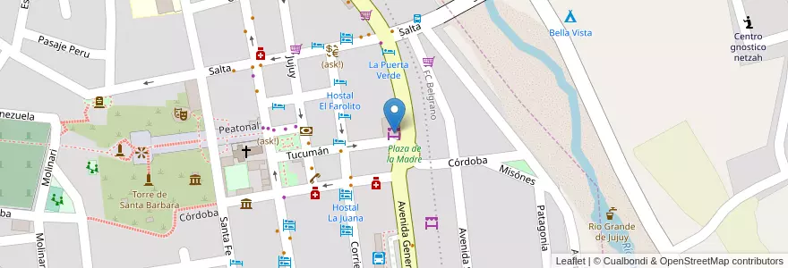 Mapa de ubicacion de Mercado Municipal de Humahuaca en アルゼンチン, フフイ州, Departamento Humahuaca, Municipio De Humahuaca, Humahuaca.