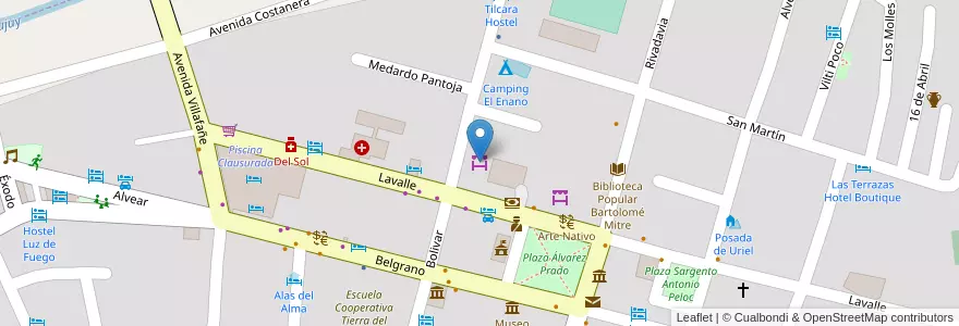 Mapa de ubicacion de Mercado Municipal de Tilcara en الأرجنتين, Jujuy, Departamento Tilcara, Municipio De Tilcara.