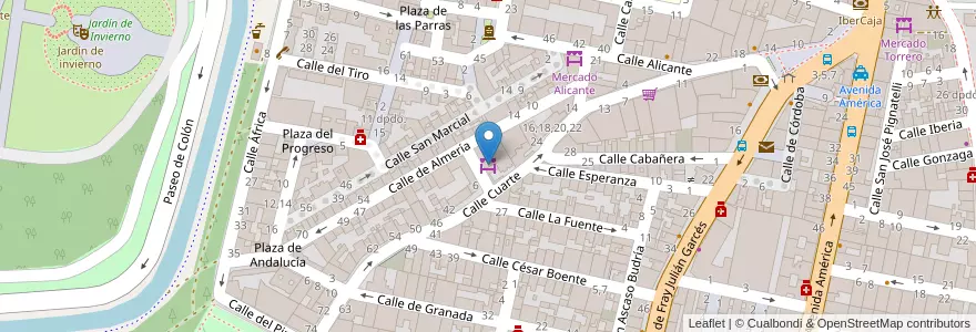 Mapa de ubicacion de Mercado Murcia en İspanya, Aragón, Zaragoza, Zaragoza, Zaragoza.