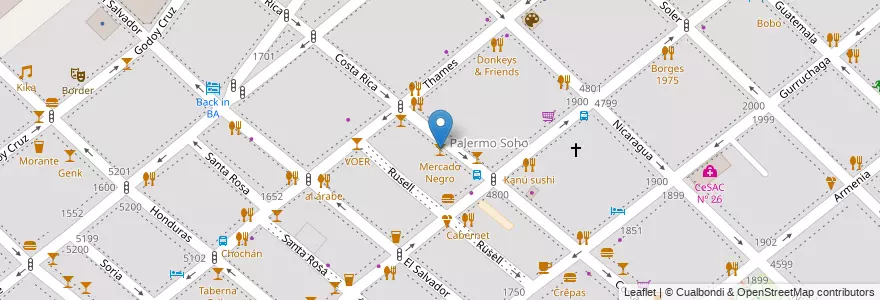 Mapa de ubicacion de Mercado Negro, Palermo en Argentina, Ciudad Autónoma De Buenos Aires, Buenos Aires.