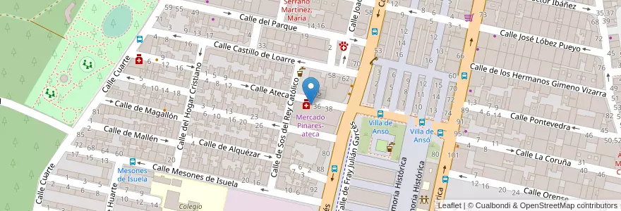 Mapa de ubicacion de Mercado Pinares-ateca en スペイン, アラゴン州, サラゴサ, Zaragoza, サラゴサ.
