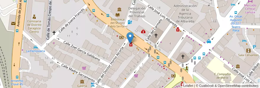 Mapa de ubicacion de Mercado Puerta del Ps Mª Agustín en スペイン, アラゴン州, サラゴサ, Zaragoza, サラゴサ.