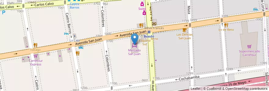 Mapa de ubicacion de Mercado San Juan, Boedo en Argentine, Ciudad Autónoma De Buenos Aires, Comuna 5, Buenos Aires.