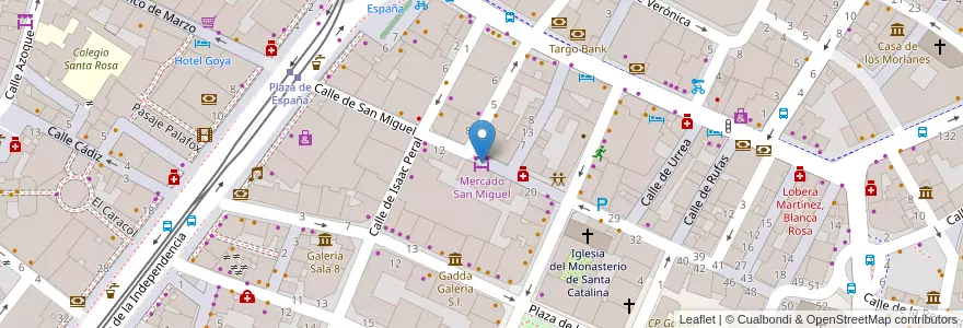 Mapa de ubicacion de Mercado San Miguel en スペイン, アラゴン州, サラゴサ, Zaragoza, サラゴサ.