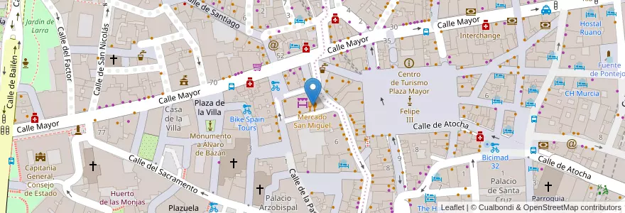 Mapa de ubicacion de Mercado San Miguel en إسبانيا, منطقة مدريد, منطقة مدريد, Área Metropolitana De Madrid Y Corredor Del Henares, مدريد.