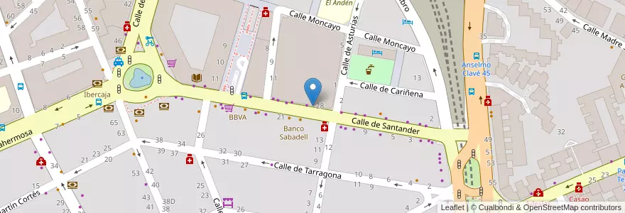 Mapa de ubicacion de Mercado Santander en Spanien, Aragonien, Saragossa, Zaragoza, Saragossa.