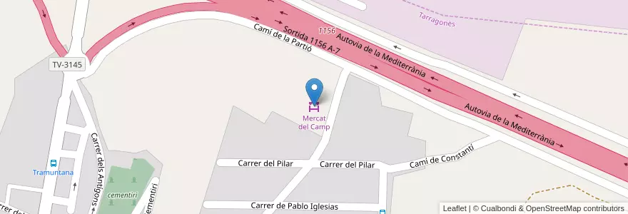 Mapa de ubicacion de Mercat del Camp en İspanya, Catalunya, Tarragona, Tarragonès, La Canonja.