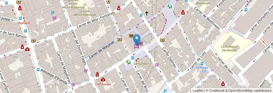Mapa de ubicacion de Mercat del Fondo en Испания, Каталония, Барселона, Барселонес, Бадалона, Santa Coloma De Gramenet.