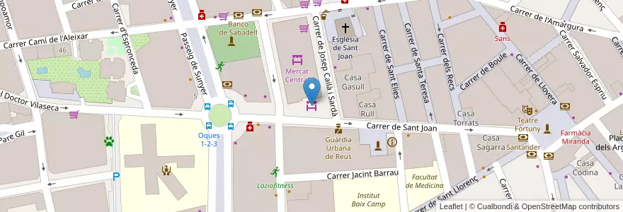 Mapa de ubicacion de Mercat dels Marxants en 스페인, Catalunya, Tarragona, Baix Camp, Reus.