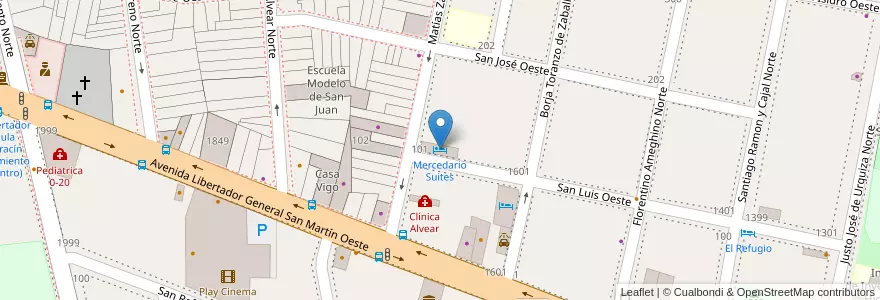 Mapa de ubicacion de Mercedario Suites en Argentina, San Juan, Cile, Capital.