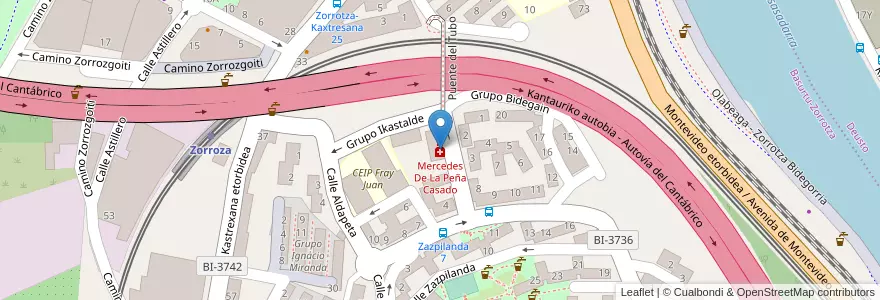 Mapa de ubicacion de Mercedes De La Peña Casado en 西班牙, 巴斯克, 比斯开, Bilboaldea.