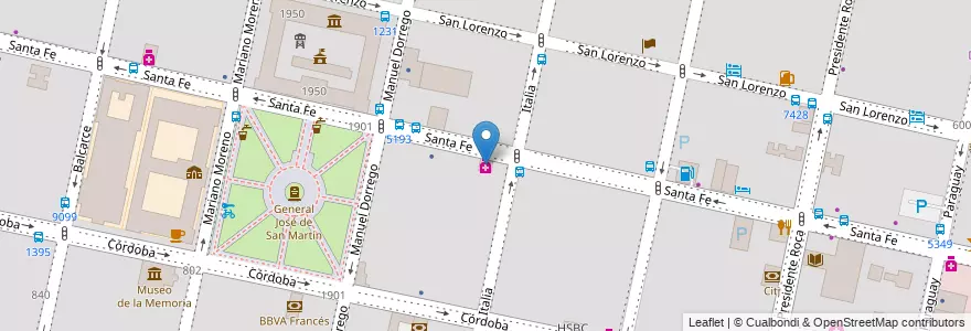 Mapa de ubicacion de Mercurio en Argentinië, Santa Fe, Departamento Rosario, Municipio De Rosario, Rosario.