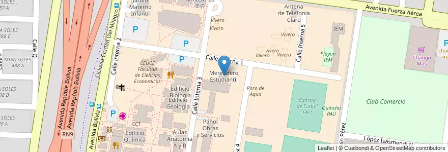 Mapa de ubicacion de Merendero Estudiantil en 아르헨티나, Salta, Capital, Municipio De Salta, Salta.