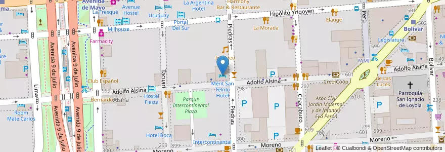 Mapa de ubicacion de Mérit San Telmo Hotel, Montserrat en الأرجنتين, Ciudad Autónoma De Buenos Aires, Comuna 1, Buenos Aires.