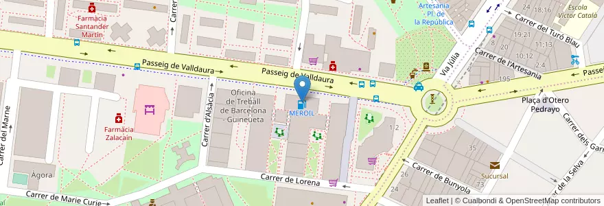 Mapa de ubicacion de MEROIL en İspanya, Catalunya, Barcelona, Barcelonès, Barcelona.