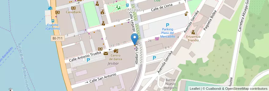 Mapa de ubicacion de Meson Bulevard en スペイン, バスク州, Bizkaia, Bilboaldea.