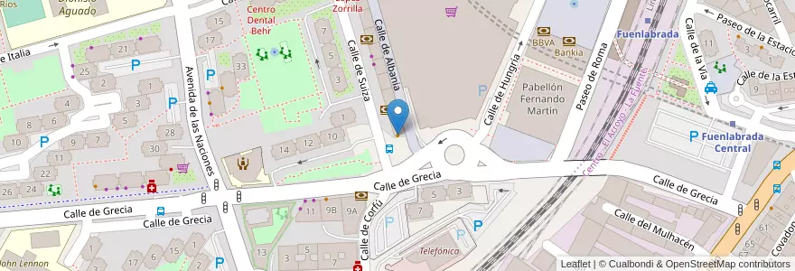 Mapa de ubicacion de Mesón Casa Ludeña en スペイン, マドリード州, Comunidad De Madrid, Área Metropolitana De Madrid Y Corredor Del Henares, Fuenlabrada.