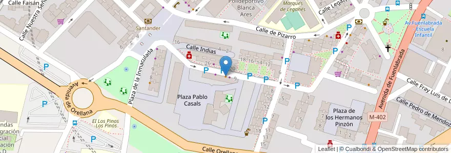 Mapa de ubicacion de Mesón La Cabaña en إسبانيا, منطقة مدريد, منطقة مدريد, Área Metropolitana De Madrid Y Corredor Del Henares, Leganés.