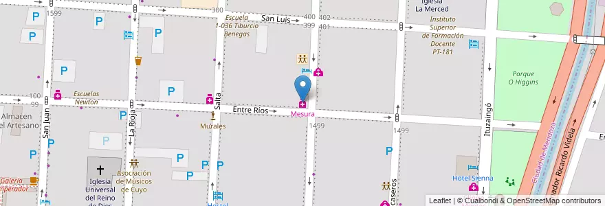 Mapa de ubicacion de Mesura en Argentina, Cile, Mendoza, Departamento Capital, Ciudad De Mendoza, Sección 3ª Parque O'Higgins.