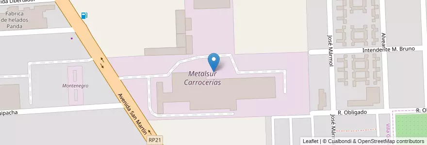 Mapa de ubicacion de Metalsur Carrocerías en 아르헨티나, Santa Fe, Departamento Rosario, Municipio De Villa Gobernador Gálvez, Villa Gobernador Gálvez.