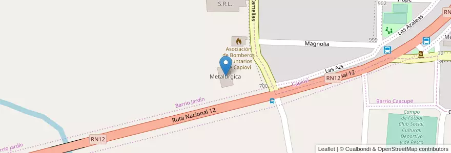 Mapa de ubicacion de Metalurgica en アルゼンチン, ミシオネス州, Departamento Libertador General San Martín, Municipio De Capioví.