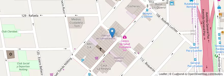 Mapa de ubicacion de Metalúrgica Fanjul en アルゼンチン, ブエノスアイレス州, Partido De Tres De Febrero, Ciudadela.