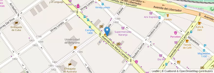 Mapa de ubicacion de Método DeRose, Palermo en 阿根廷, Ciudad Autónoma De Buenos Aires, 布宜诺斯艾利斯, Comuna 14.