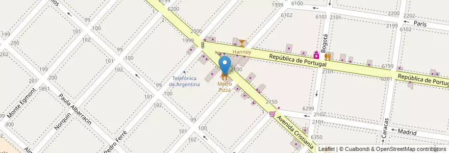 Mapa de ubicacion de Metro Pizza en Arjantin, Buenos Aires, Partido De La Matanza, Isidro Casanova.