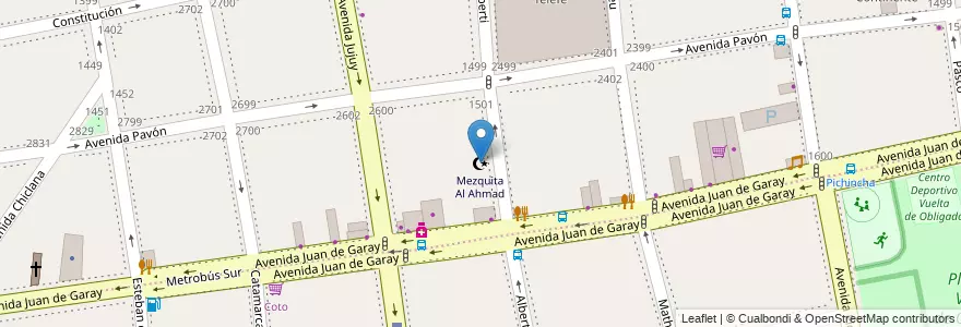 Mapa de ubicacion de Mezquita Al Ahmad, San Cristobal en آرژانتین, Ciudad Autónoma De Buenos Aires, Comuna 3, Buenos Aires.